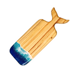 Whale Camphor Laurel Serving Board with Ocean Resin - Large