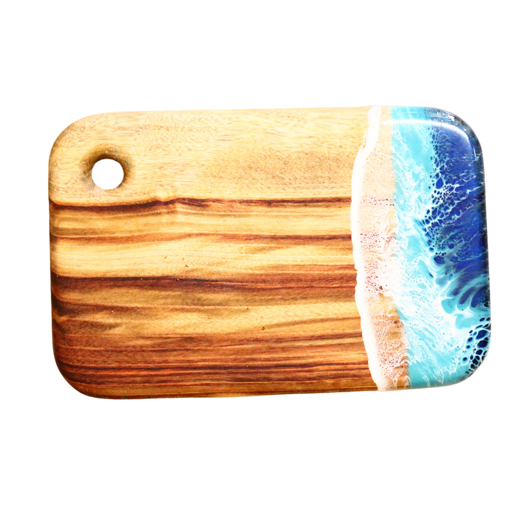 Camphor Laurel Serving Board with Ocean Resin - Small