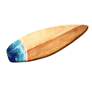 Surfboard Camphor Laurel Serving Board with Ocean Resin - Large