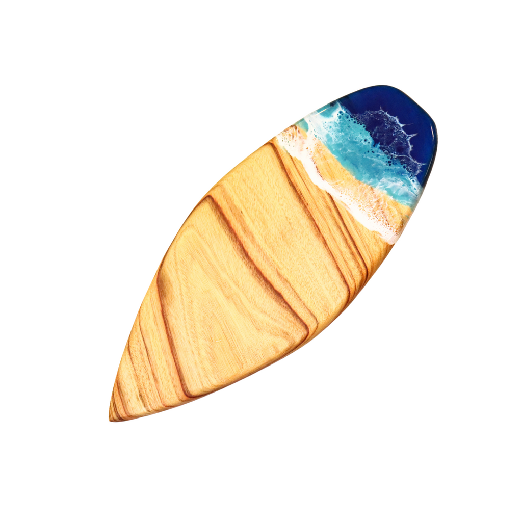 Surfboard Camphor Laurel Serving Board with Ocean Resin - Small