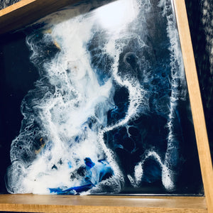 Resin art tray - midnight ocean