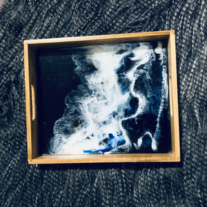 Resin art tray - midnight ocean