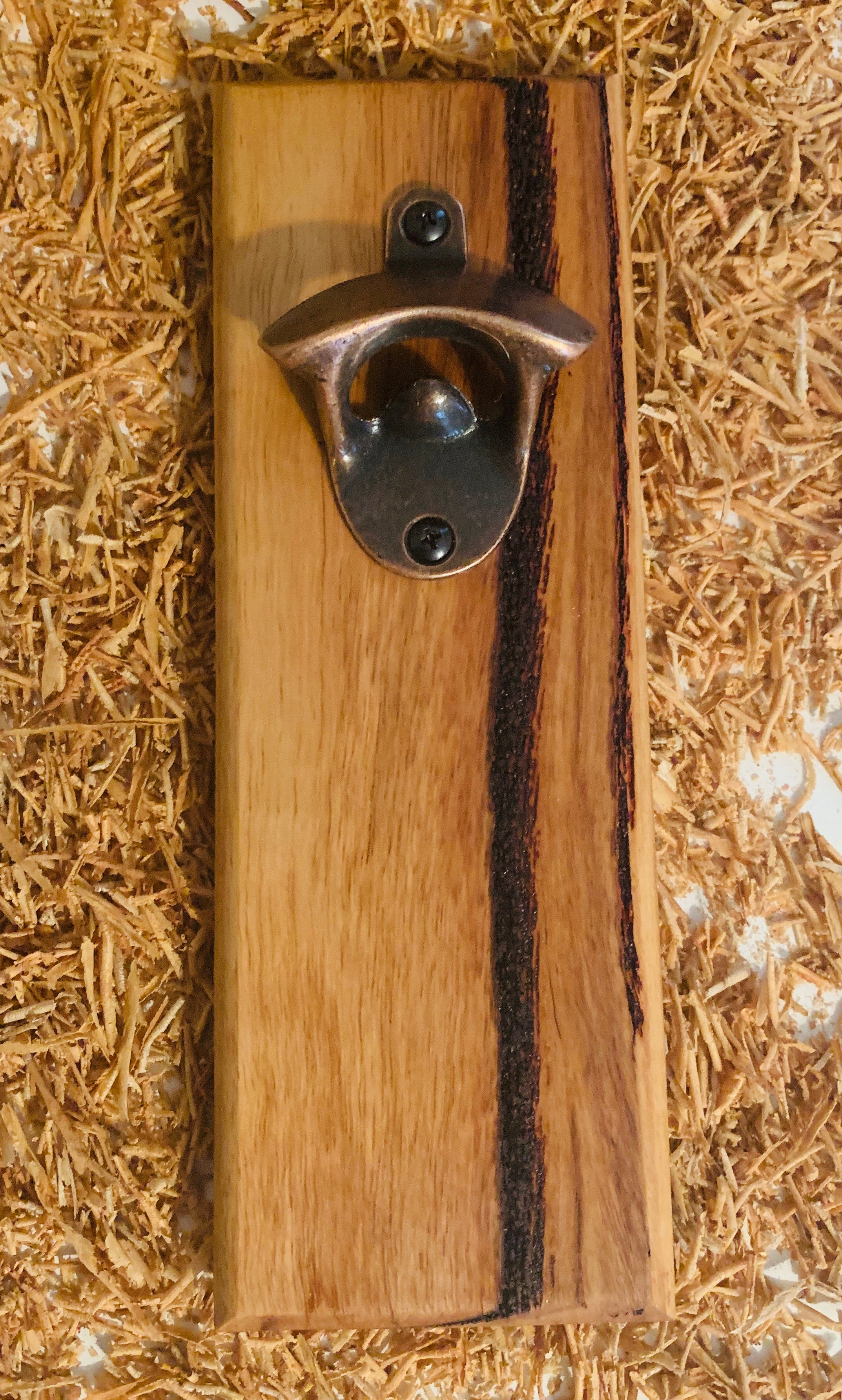 Wall Mounted Bottle Opener - Spotted Gum