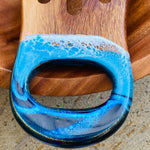 Salad serving set and wooden bowl